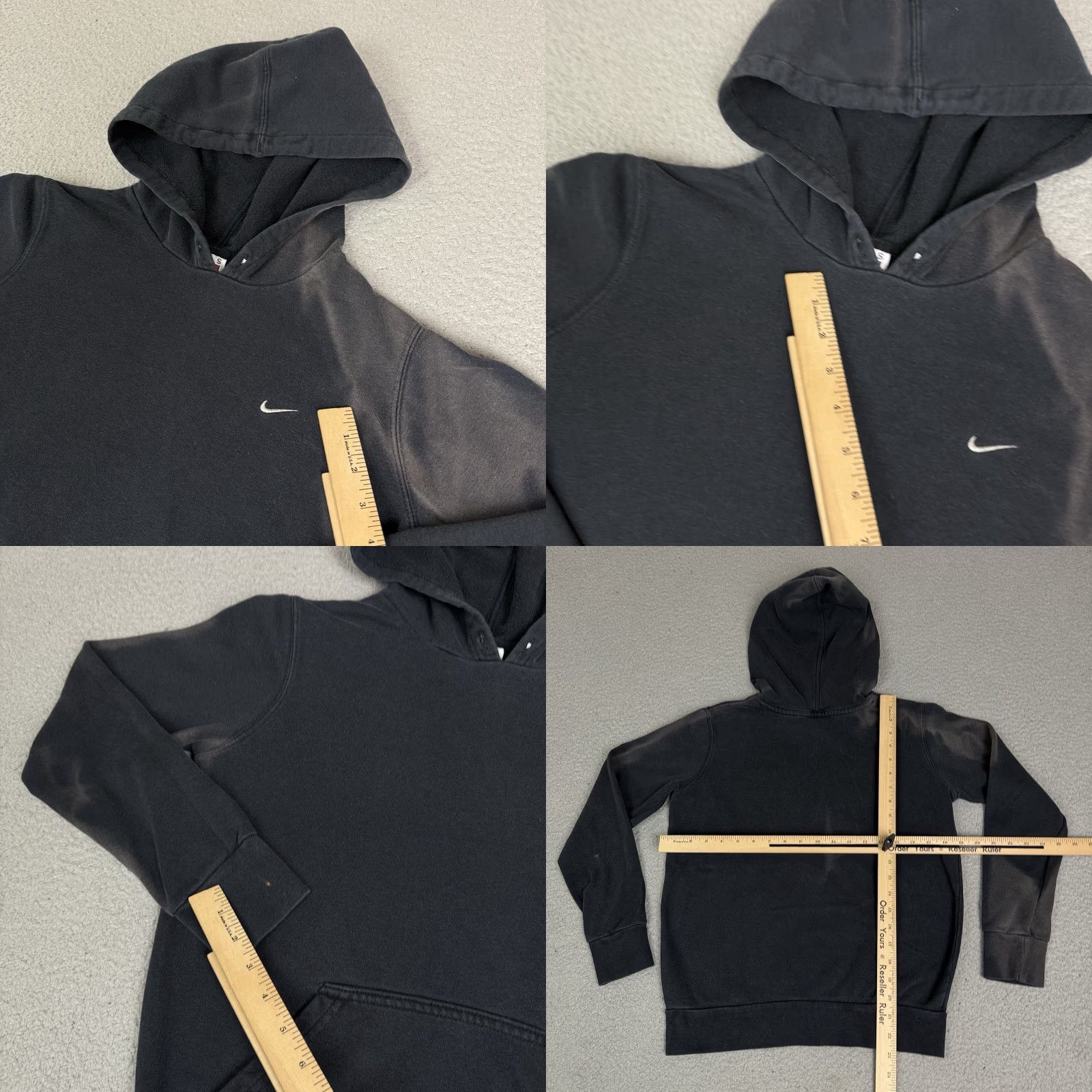 Nike VINTAGE Nike Hoodie Mens S Black Team Swoosh Sun Faded Distressed Grunge Vtg Size US S / EU 44-46 / 1 - 8 Thumbnail