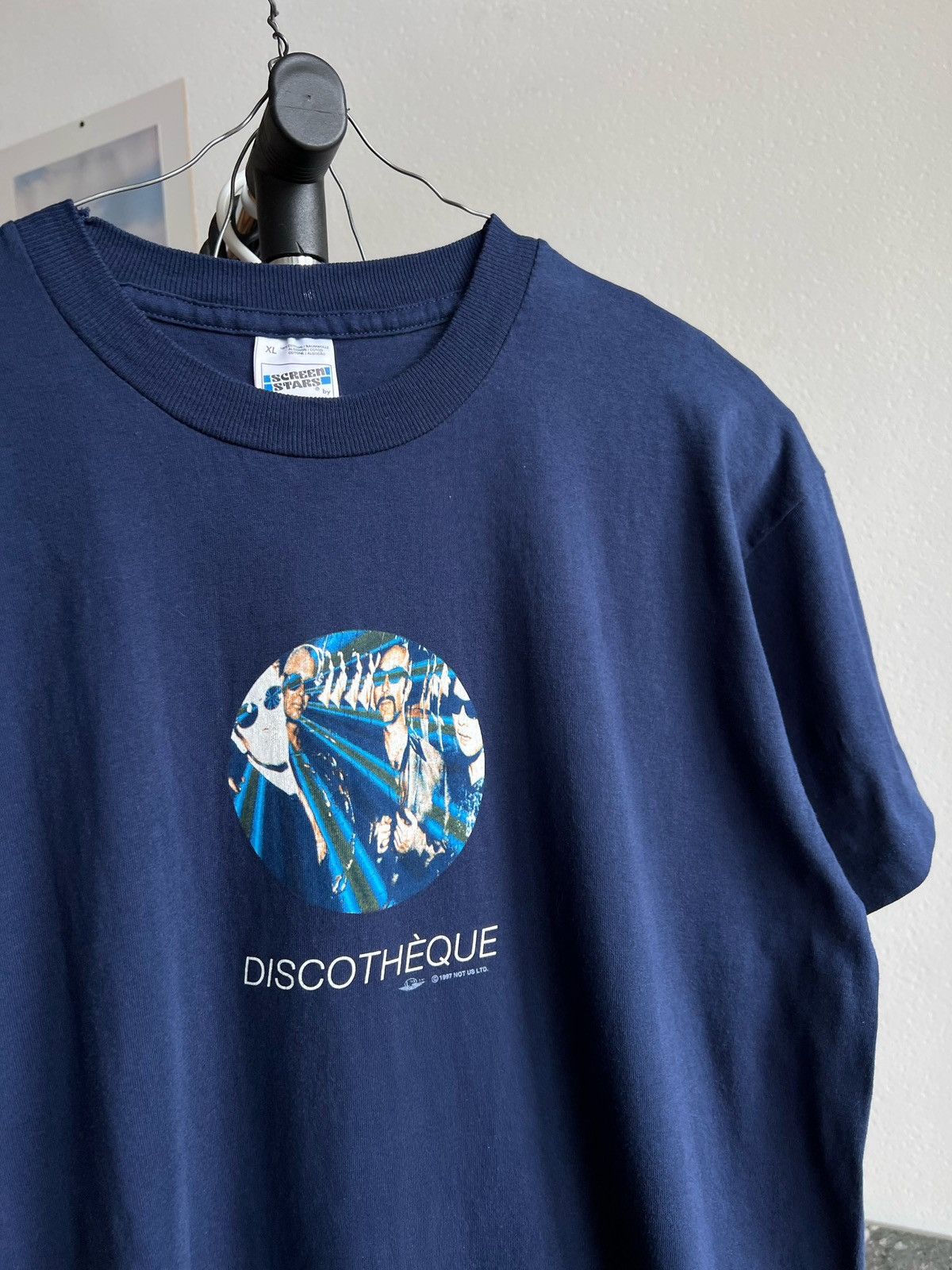 image of Vintage Late 90’S U2 T-Shirt “Discothèque" (1997 Album, Pop) Tee in Blue, Men's (Size XL)