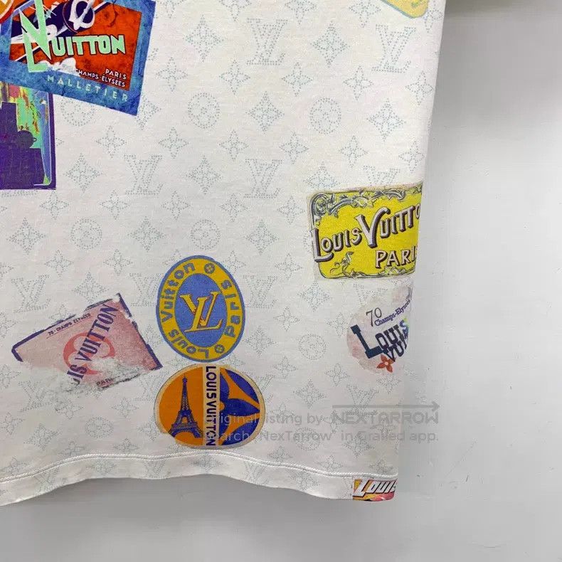 Louis Vuitton Louis Vuitton 25 white logo full print cotton crew neck sh Size US L / EU 52-54 / 3 - 4 Thumbnail
