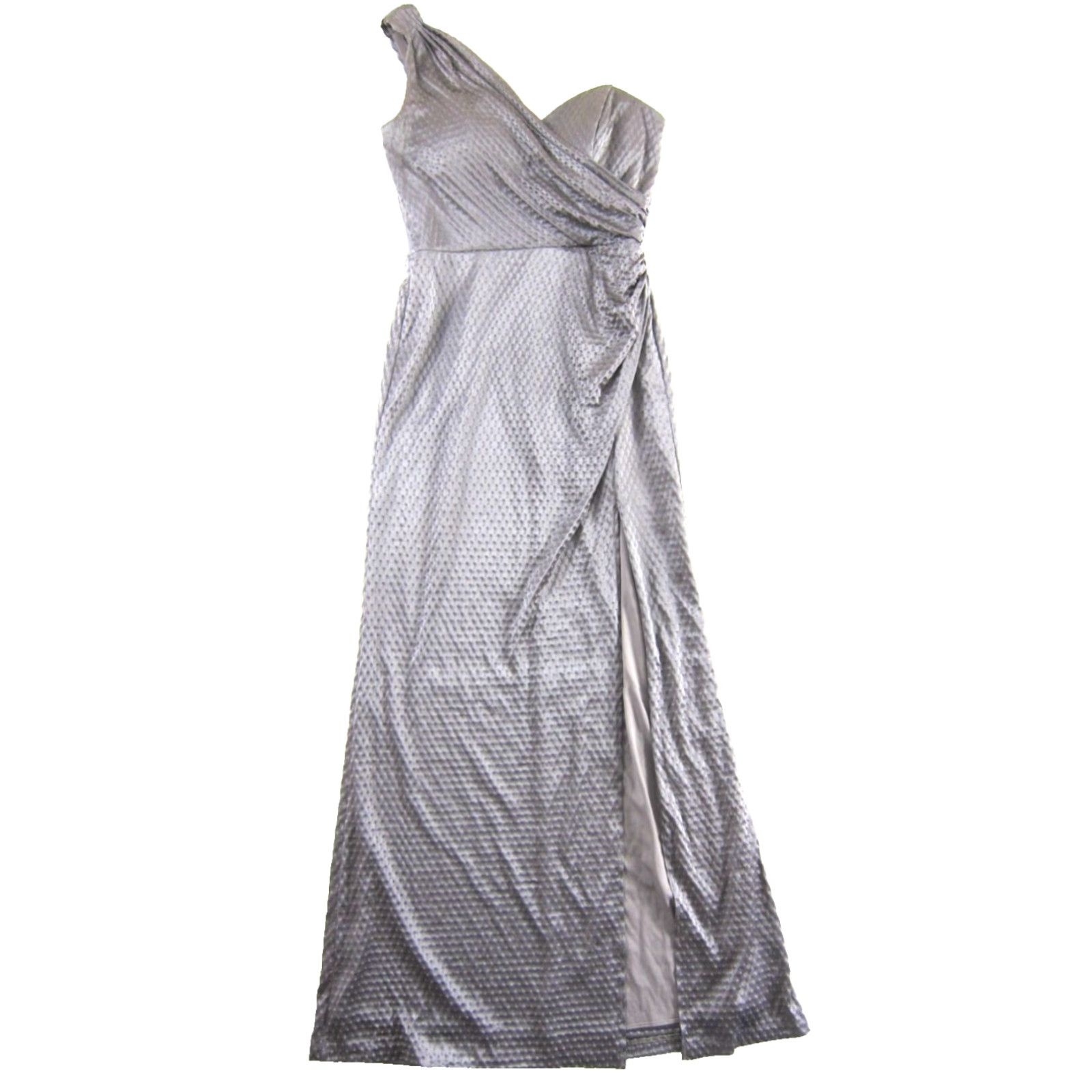 Vintage XSCAPE Joanna Chen Grey Silky Stretch One Shoulder Long Maxi Gown Dress 10 Size L / US 10 / IT 46 - 2 Thumbnail