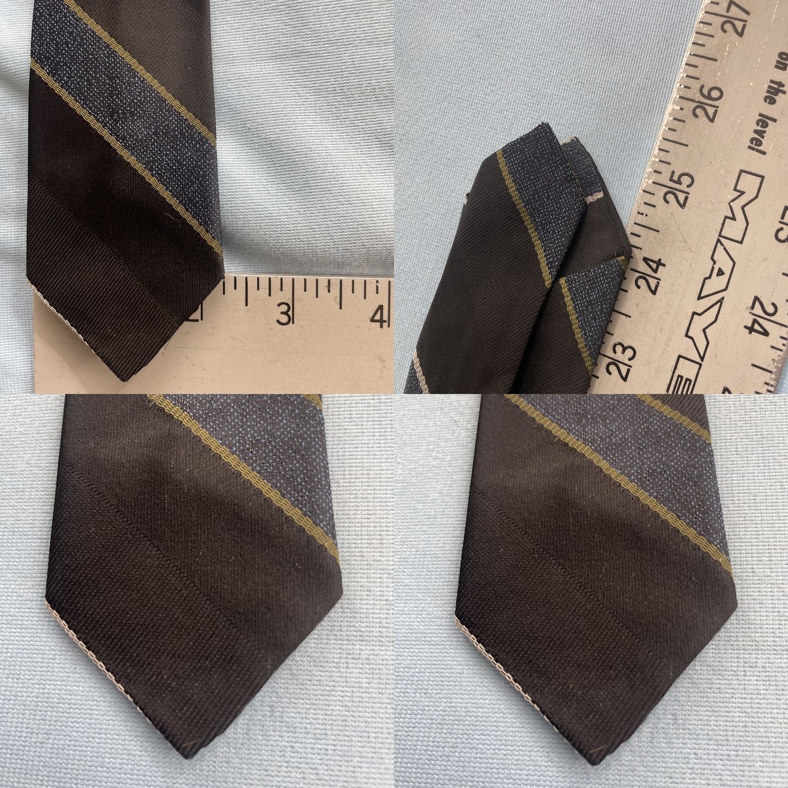 Vintage VINTAGE Regimental NeckTie Repp Tie Multi Stripe Black Blue Yellow 52" Slim Necktie 2.5" Wide Mens Tie Size ONE SIZE - 8 Thumbnail