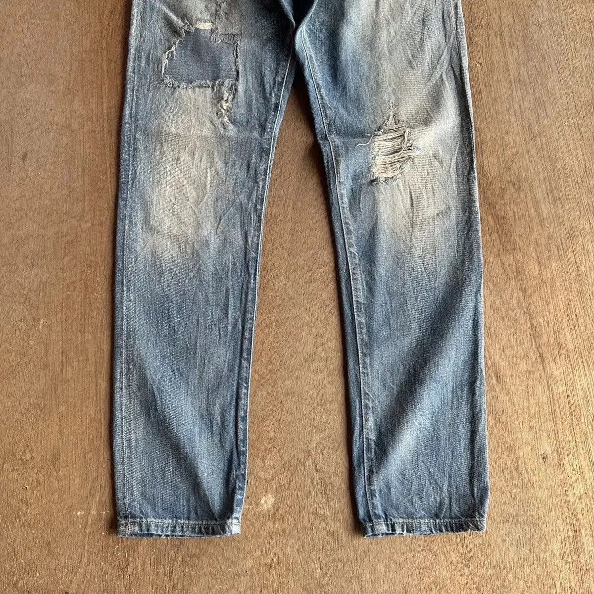 RRL Ralph Lauren THRASHED!! POLO RALPH LAUREN JEANS DISTRESSED DENIM PANTS Size US 30 / EU 46 - 10 Thumbnail