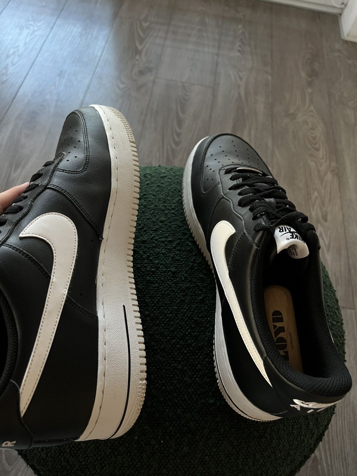Nike ‼️Nike Air Force 1 ‘07 AN20 Black Leather White Logo Sneakers Size US 13 / EU 46 - 17 Thumbnail