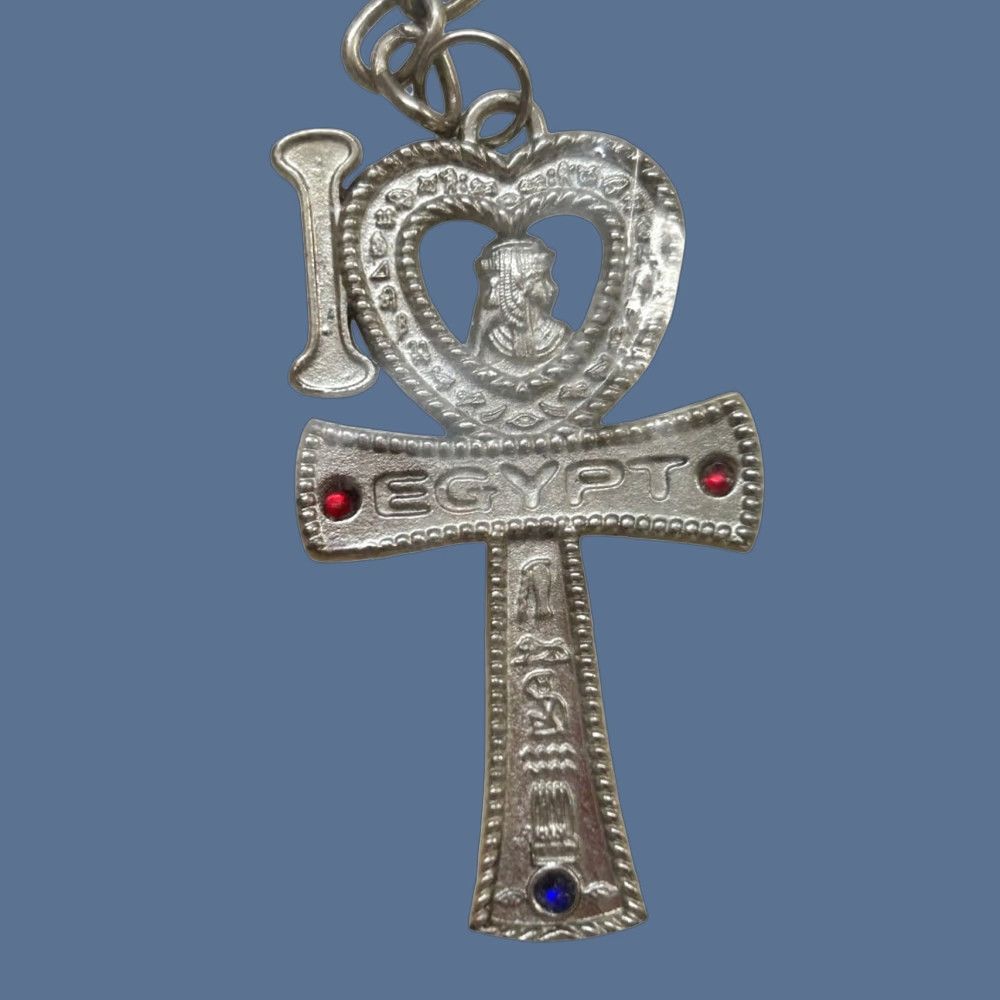 Vintage Souvenir I Love Egypt Key Ring Keychain Silvertone Red Women Size ONE SIZE - 1 Thumbnail