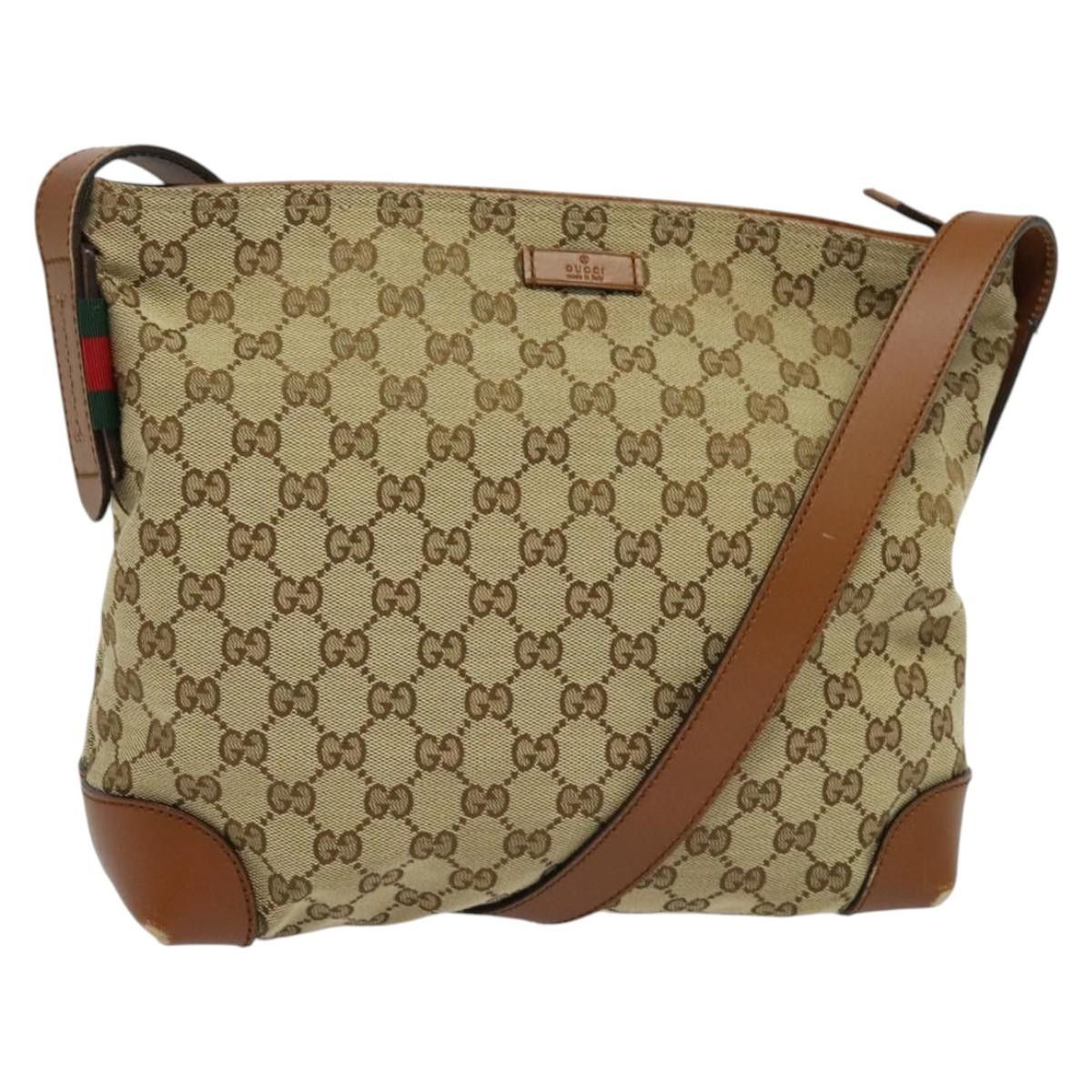 Gucci GUCCI GG Canvas Web Sherry Line Shoulder Bag Beige Gold Size ONE SIZE - 1 Thumbnail
