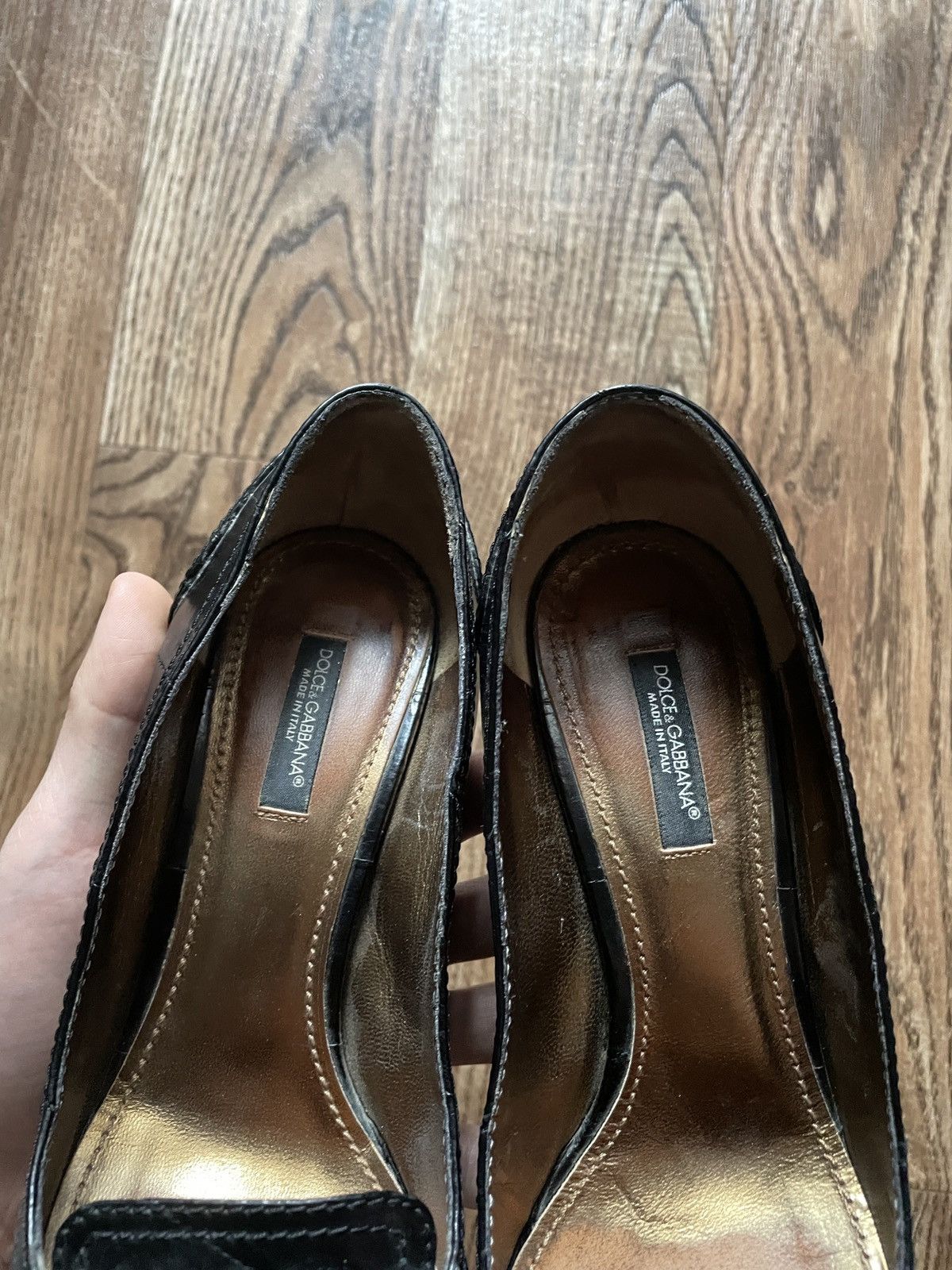 Dolce & Gabbana Dolce Gabbana Black Leather Platform Heels Size:36 Size US 6 / IT 36 - 2 Thumbnail