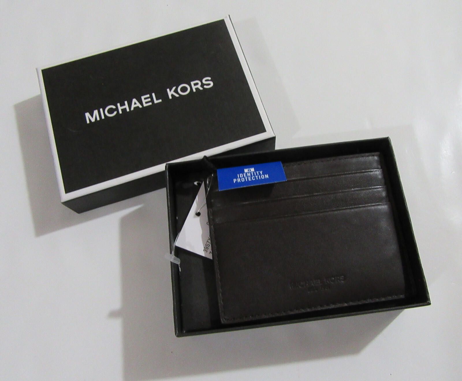 Michael Kors Michael Kors Leather Tall Credit Card Case Brown with RFID Size ONE SIZE - 1 Thumbnail