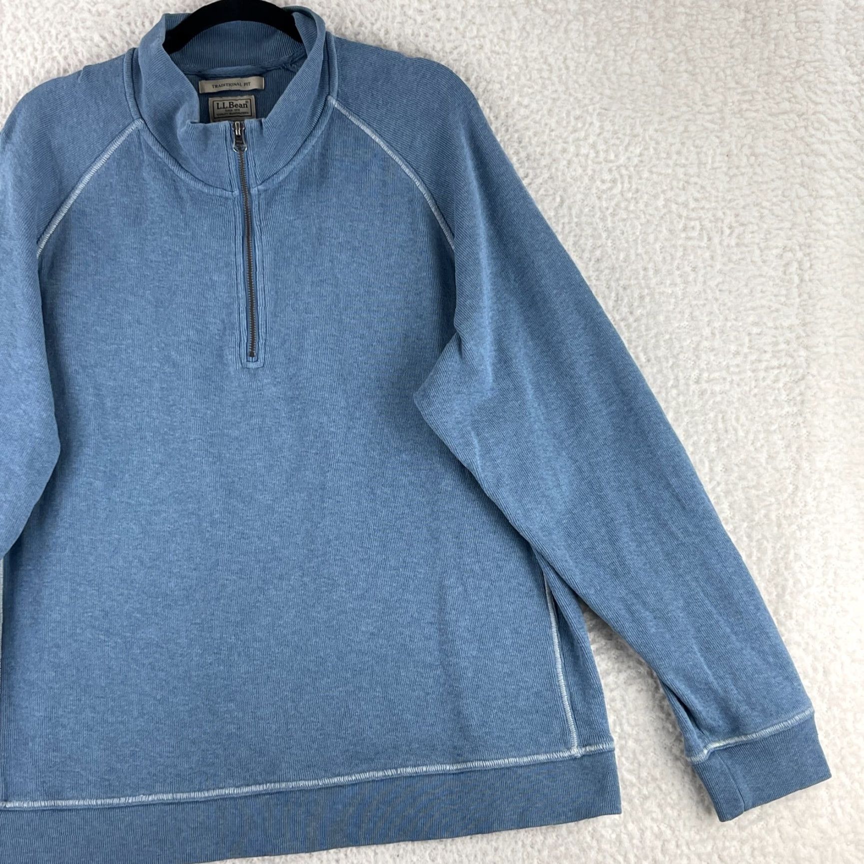 Vintage L.L. Bean Blue Traditional Fit 1/4 Zip Sweater Mens XL Long Sleeve Cotton Size US XL / EU 56 / 4 - 4 Thumbnail