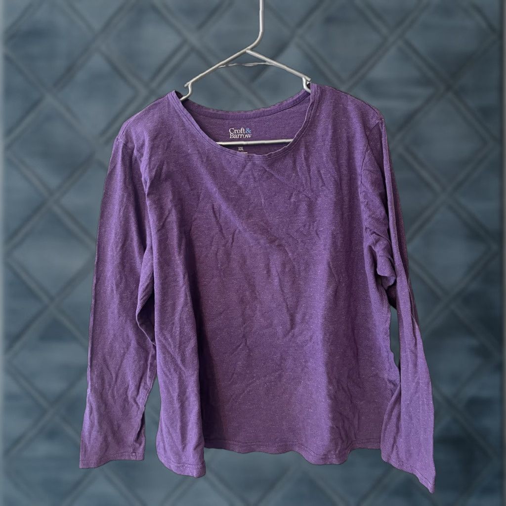 Croft & Barrow Croft & Barrow Classic T Shirt Women's XXL Purple Knit Top Round Neck Long Sleeve Casual Size XXL / US 16-18 / IT 52-54 - 1 Thumbnail