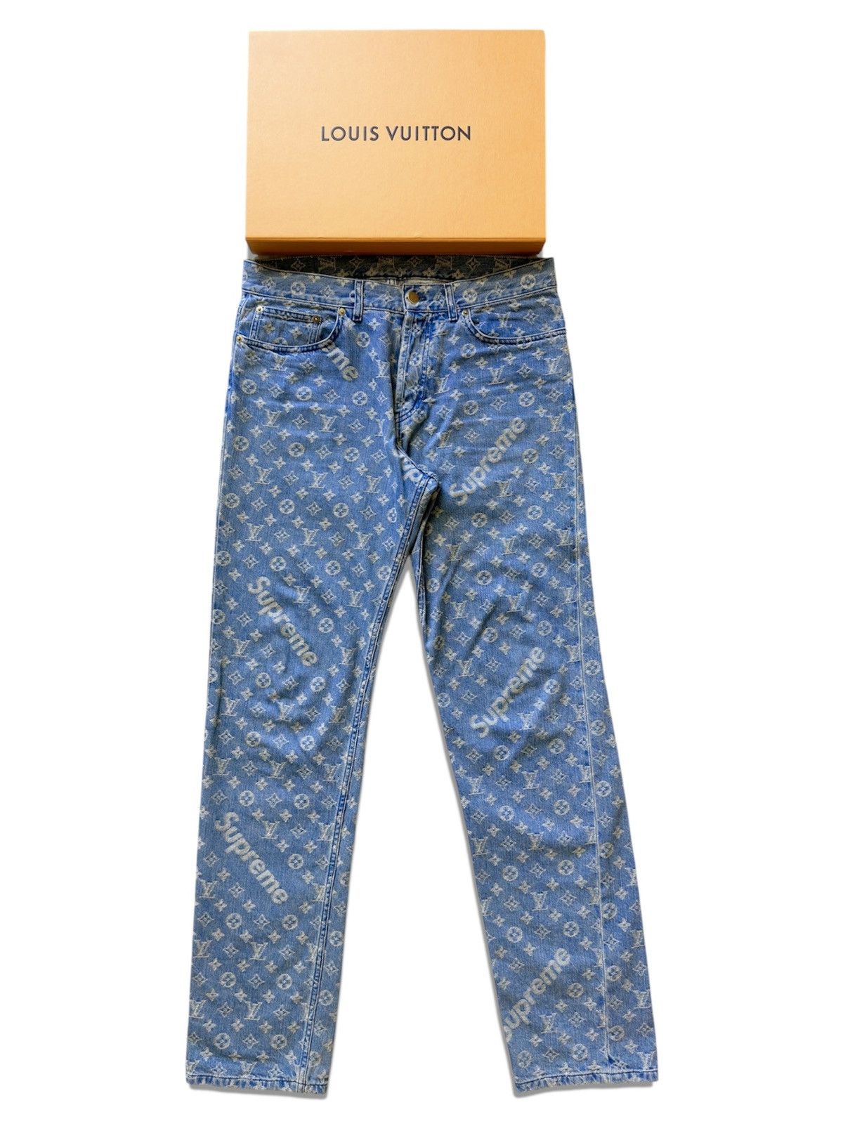 Louis Vuitton Louis Vuitton Supreme Blue Monogram Jeans | Grailed