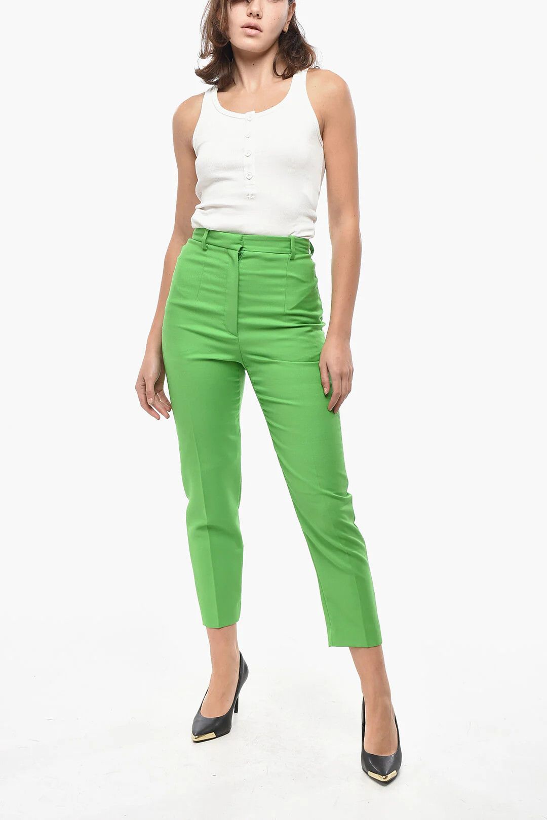 Alexander McQueen og1mm0426 Wool-Blend Cigarette Pant in Green Size 27" / US 4 / IT 40 - 4 Thumbnail