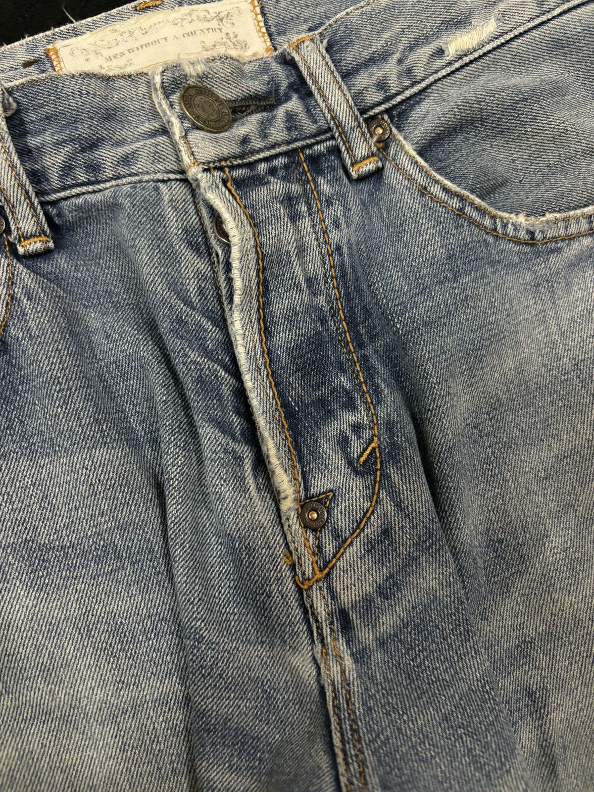 Japanese Brand Vintage Men Without A Country Selvedge Ripped Grunge Jeans Size US 29 - 7 Thumbnail