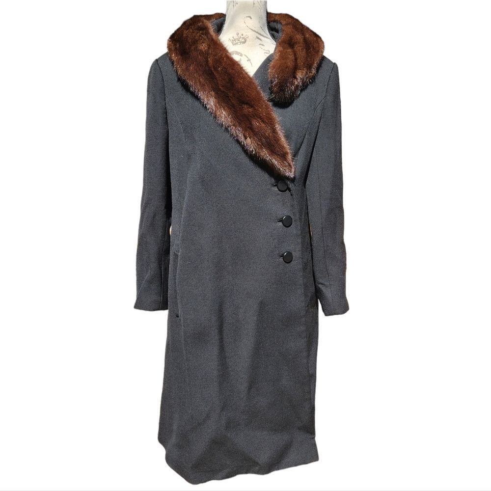 Other M. Solomon Vintage Fur Collar Black Coat Women's Size Medium Size M / US 6-8 / IT 42-44 - 2 Thumbnail