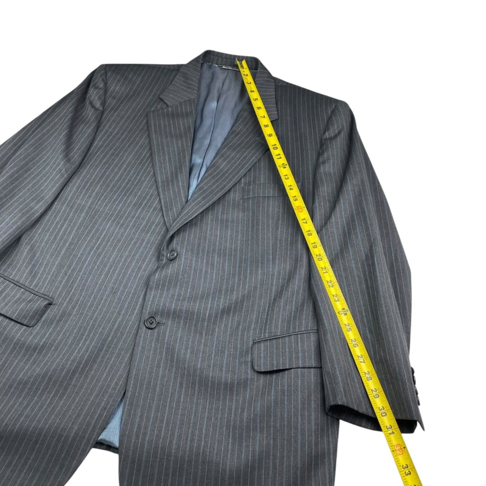 Jack Victor Jack Victor Men's Powell 100% Wool 2-Button Suit Gray Stripe Size 48R - 12 Thumbnail