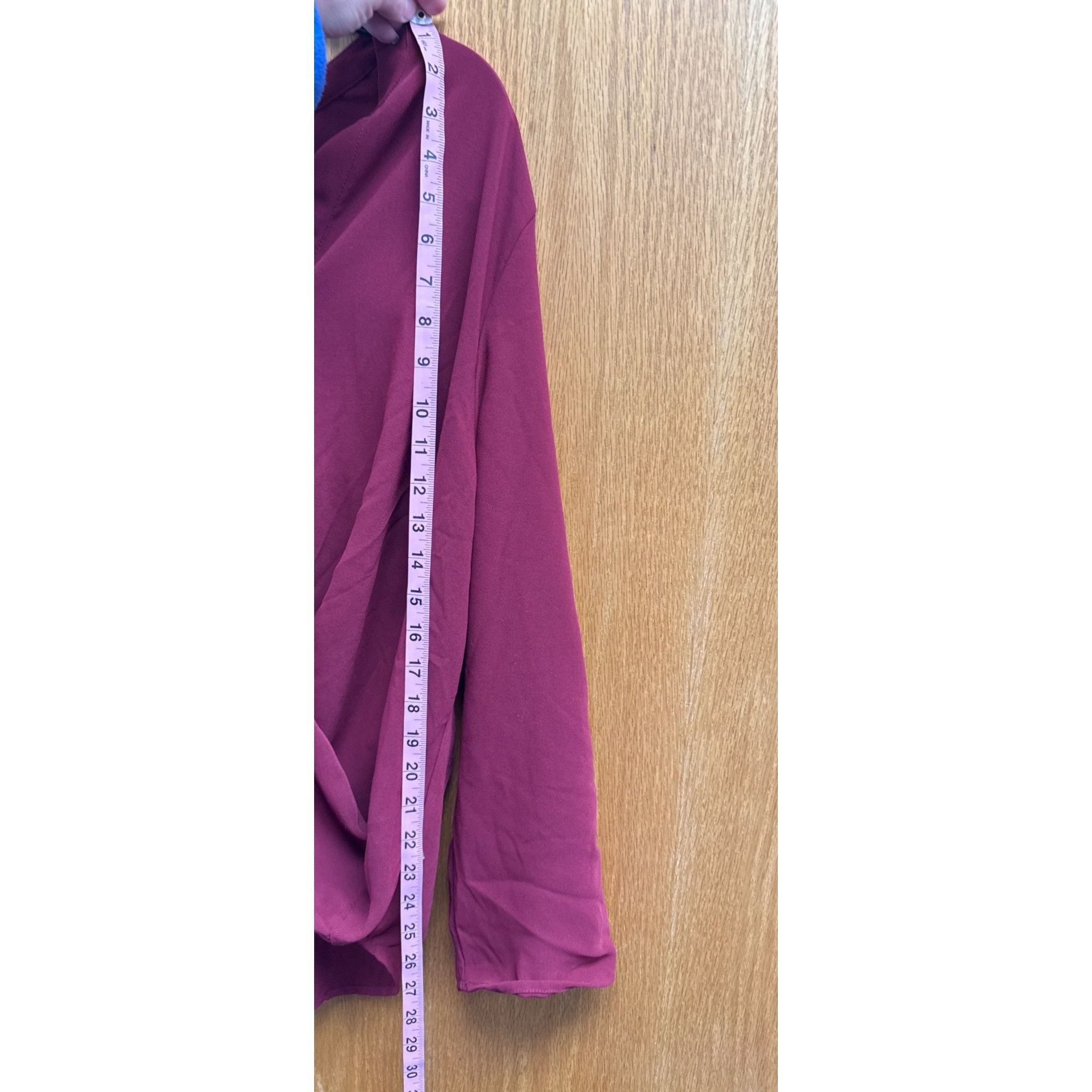 Other Women's Burgundy Blouse With Roll-Up Sleeves & Buttoned Fron Size XL / US 12-14 / IT 48-50 - 12 Thumbnail