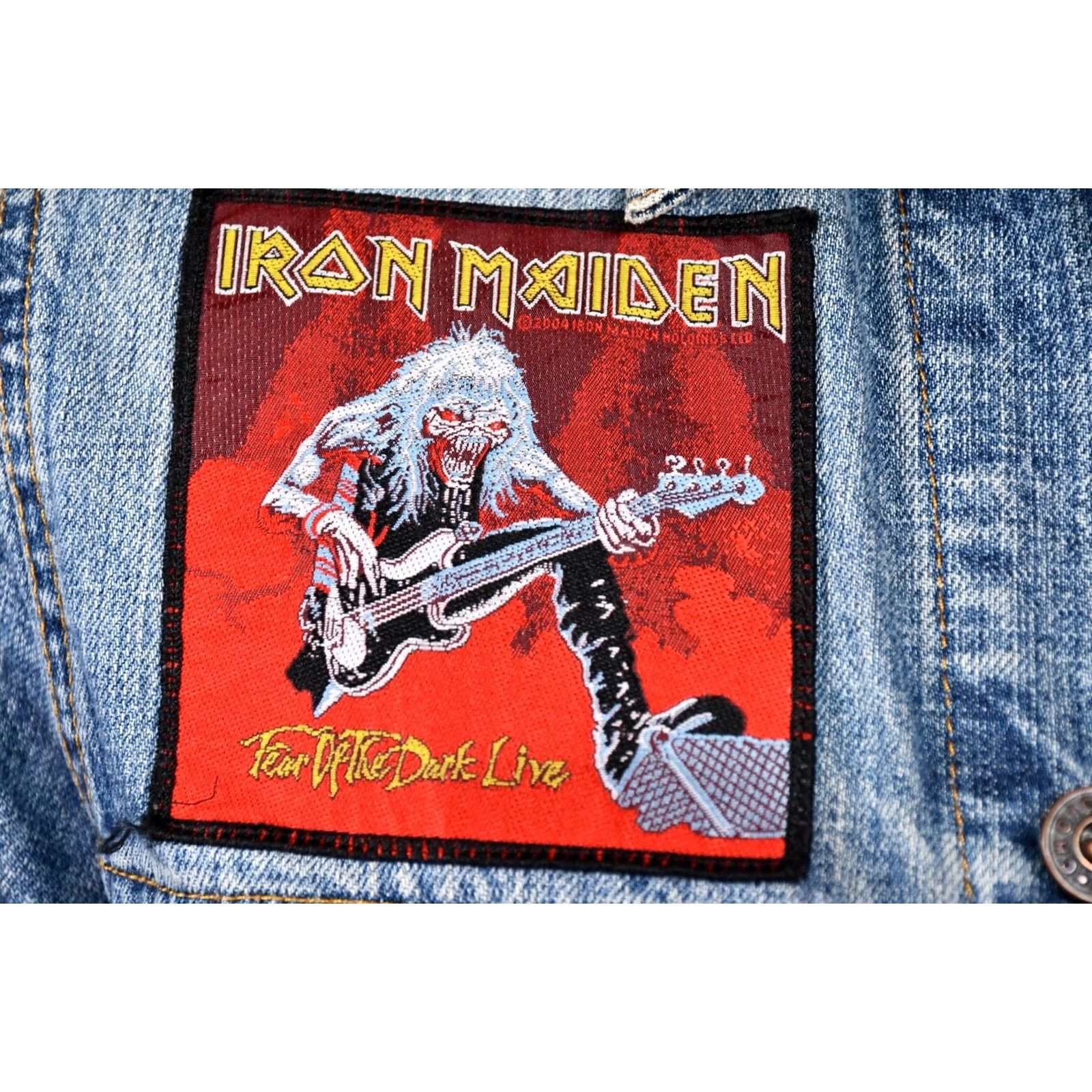 Vintage VINTAGE Iron Maiden JACKET Denim Jacket Men M Blue 2004 Patches Very Good Band Shirt Mens Size US 31 - 3 Thumbnail