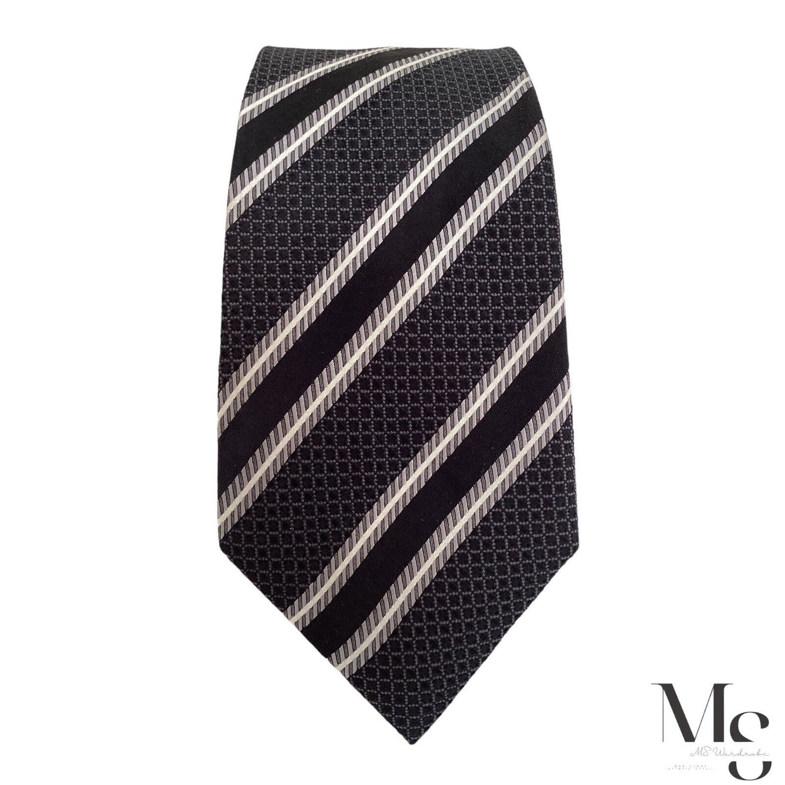 Donald Trump DONALD J. TRUMP Gray Striped Luxury Silk Tie W: 3.25" EX CD Size ONE SIZE - 3 Thumbnail