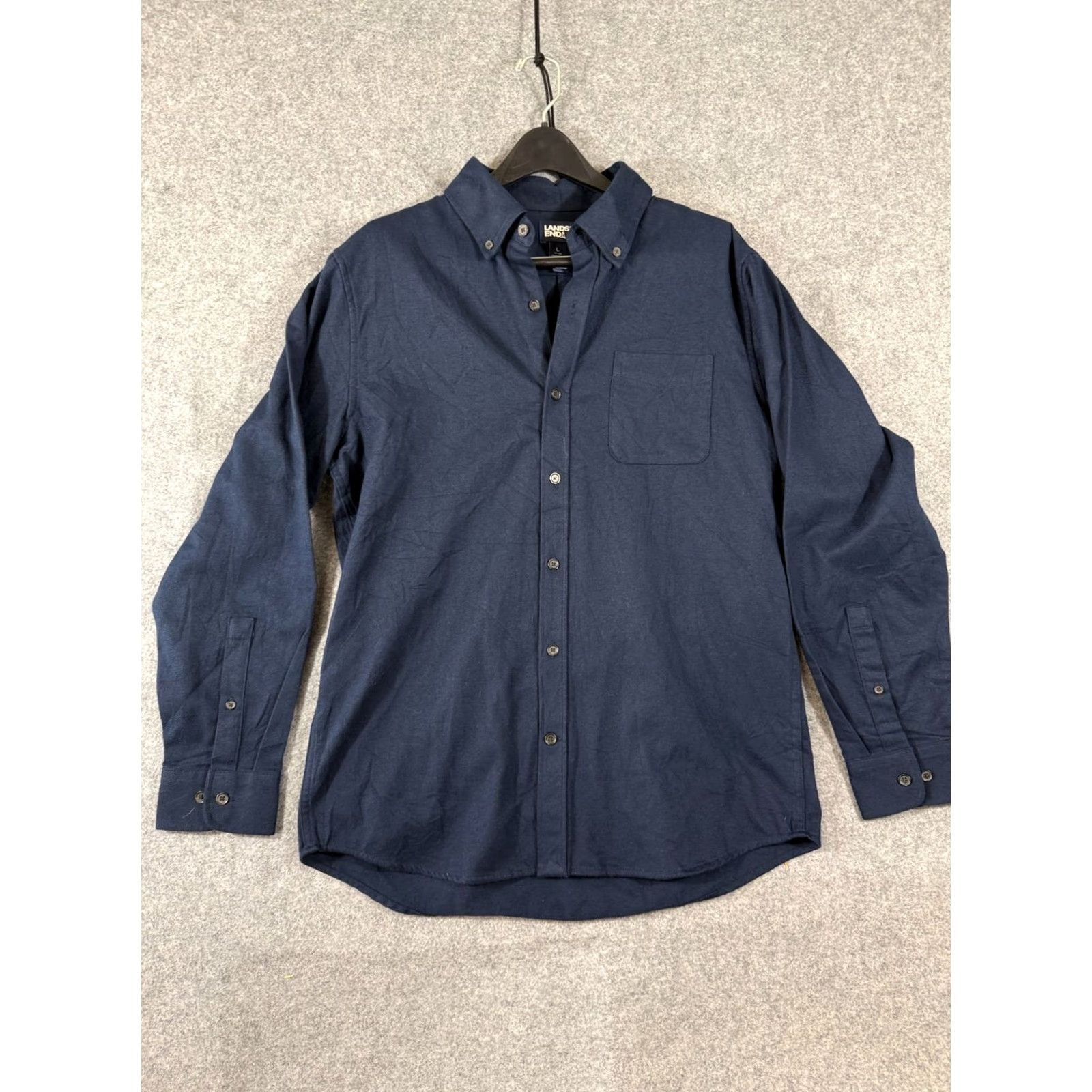 Lands' End Lands' End Chamois Flannel Shirt Mens L Blue Long Sleeve Traditional Fit Classic Shirt Size US L / EU 52-54 / 3 - 3 Thumbnail
