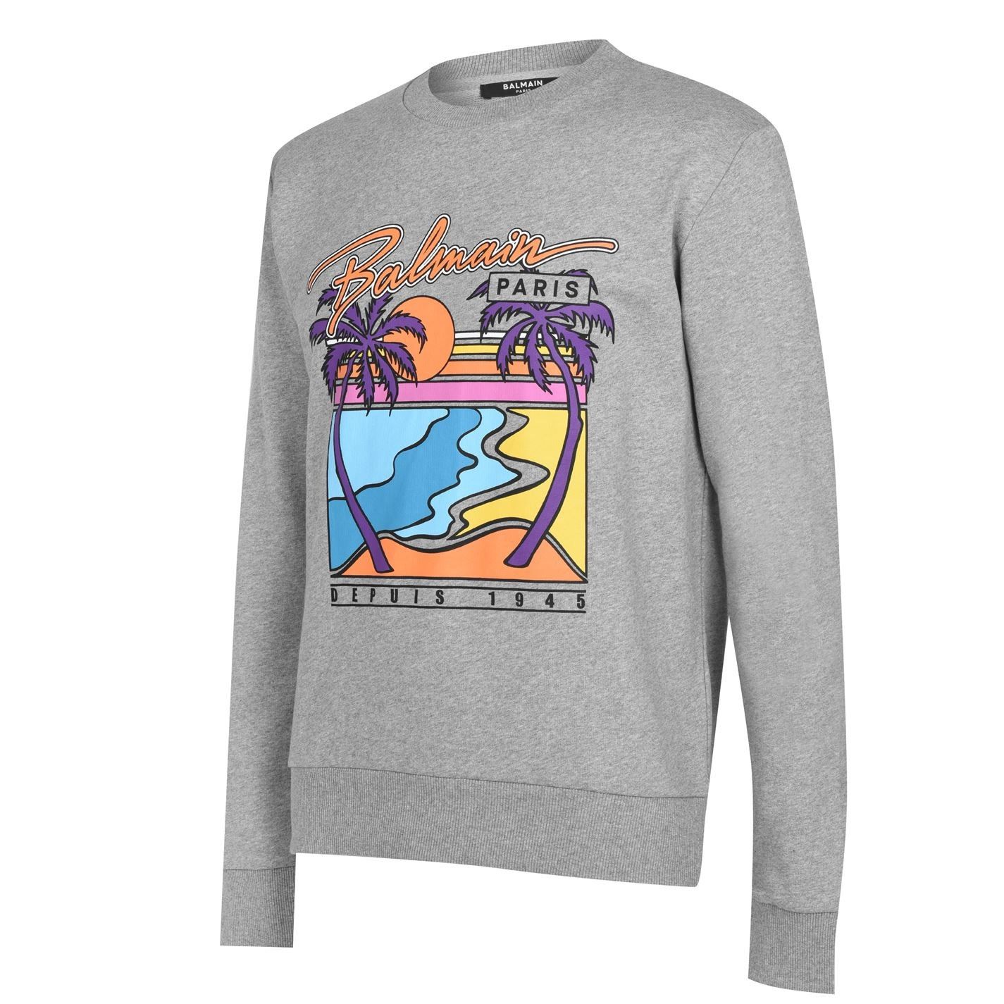 Balmain Balmain Beach Sweatshirt Gray Men's Size S Palm Trees Size US S / EU 44-46 / 1 - 10 Thumbnail