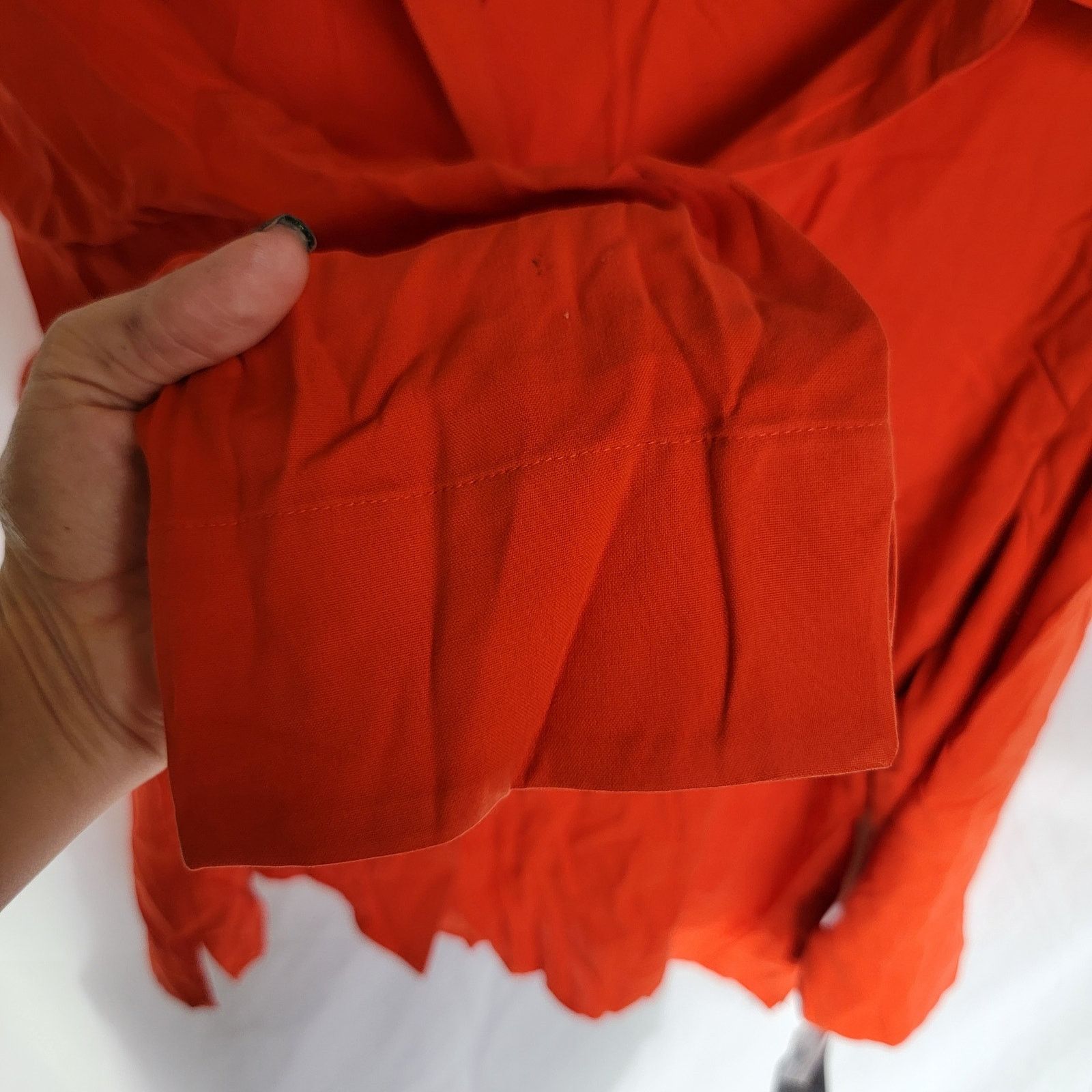 Other Y2K Gauva Red Orange 100% Silk Button-Up Shirt Size 18 Size XXL / US 16-18 / IT 52-54 - 7 Thumbnail