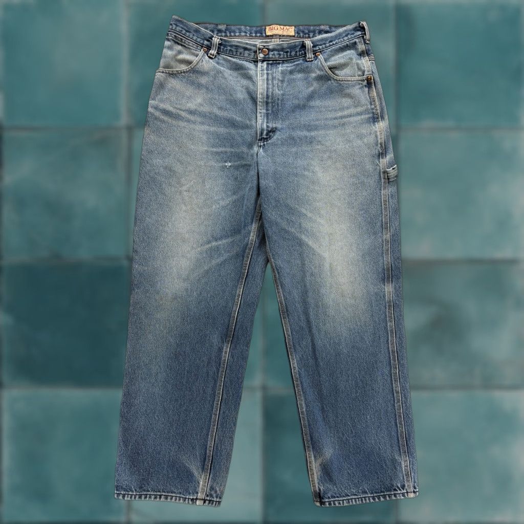 VINTAGE Big Mac Jeans Mens 40x32 Blue Light Wash Straight Relaxed Carpenter 90s