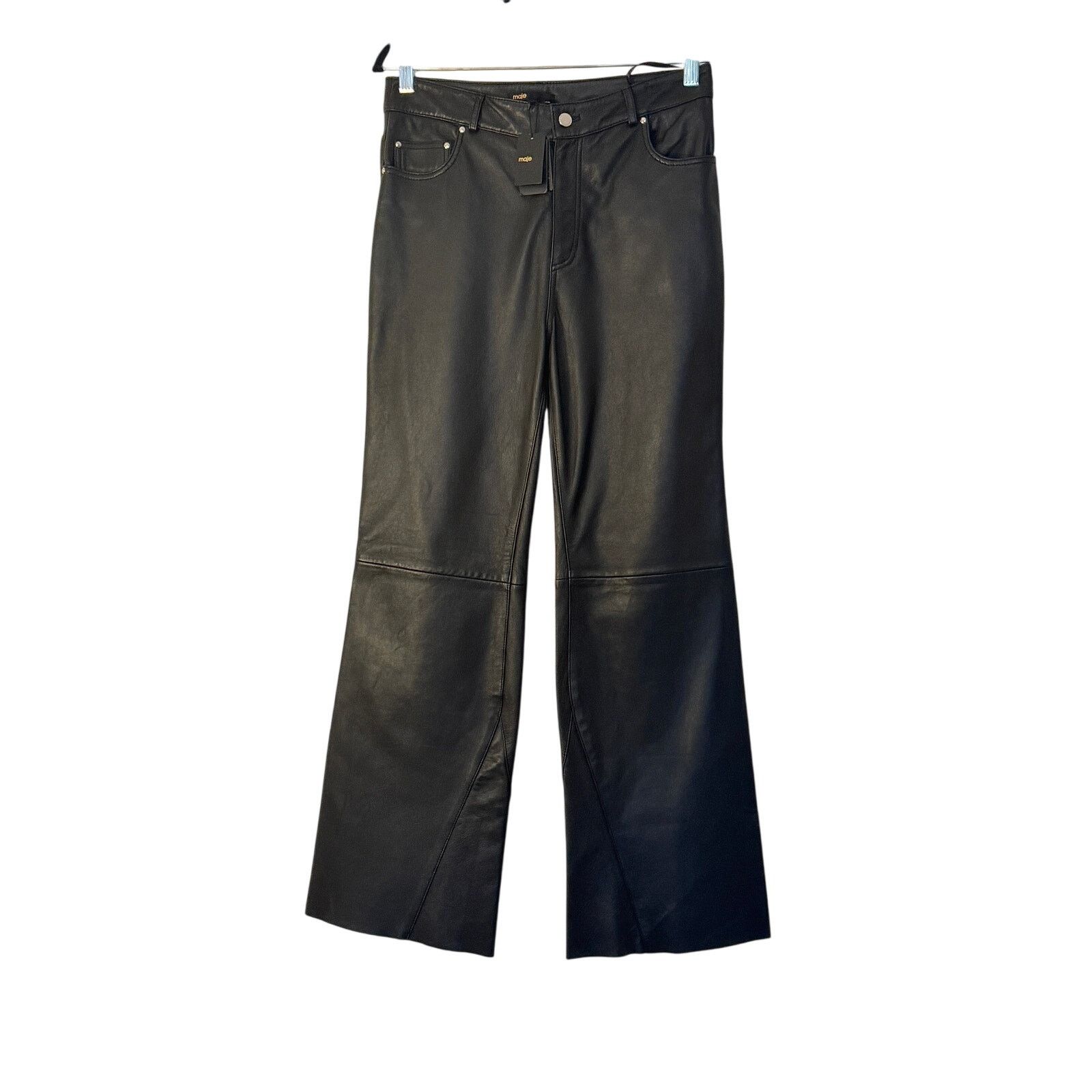 Maje Maje NWT Black Sheepskin Leather trousers Size 32" / US 10 / IT 46 - 1 Thumbnail