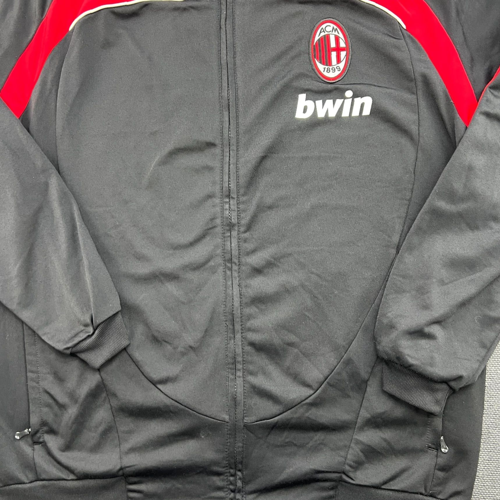 Adidas adidas AC Milan 2008 2009 Track Football Jacket Medium Black Red Full Zip Jacket Mens M Size US M / EU 48-50 / 2 - 4 Thumbnail
