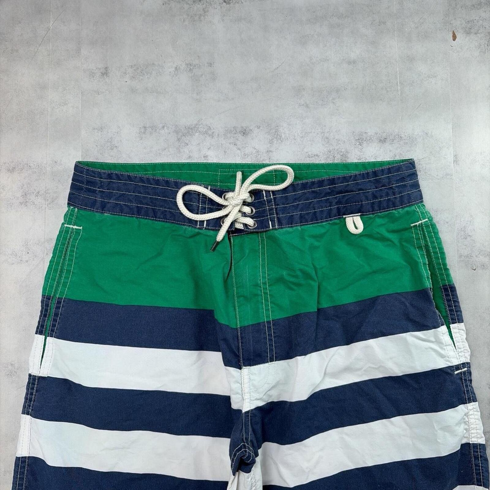 Polo Ralph Lauren Y2K Green Polo Ralph Lauren Striped Sailor Surf Board Shorts Size US 30 / EU 46 - 3 Thumbnail