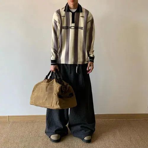 VIBE Hitomi x Emiko Vintage Football Striped Long Sleeve Polo Size US L / EU 52-54 / 3 - 4 Thumbnail