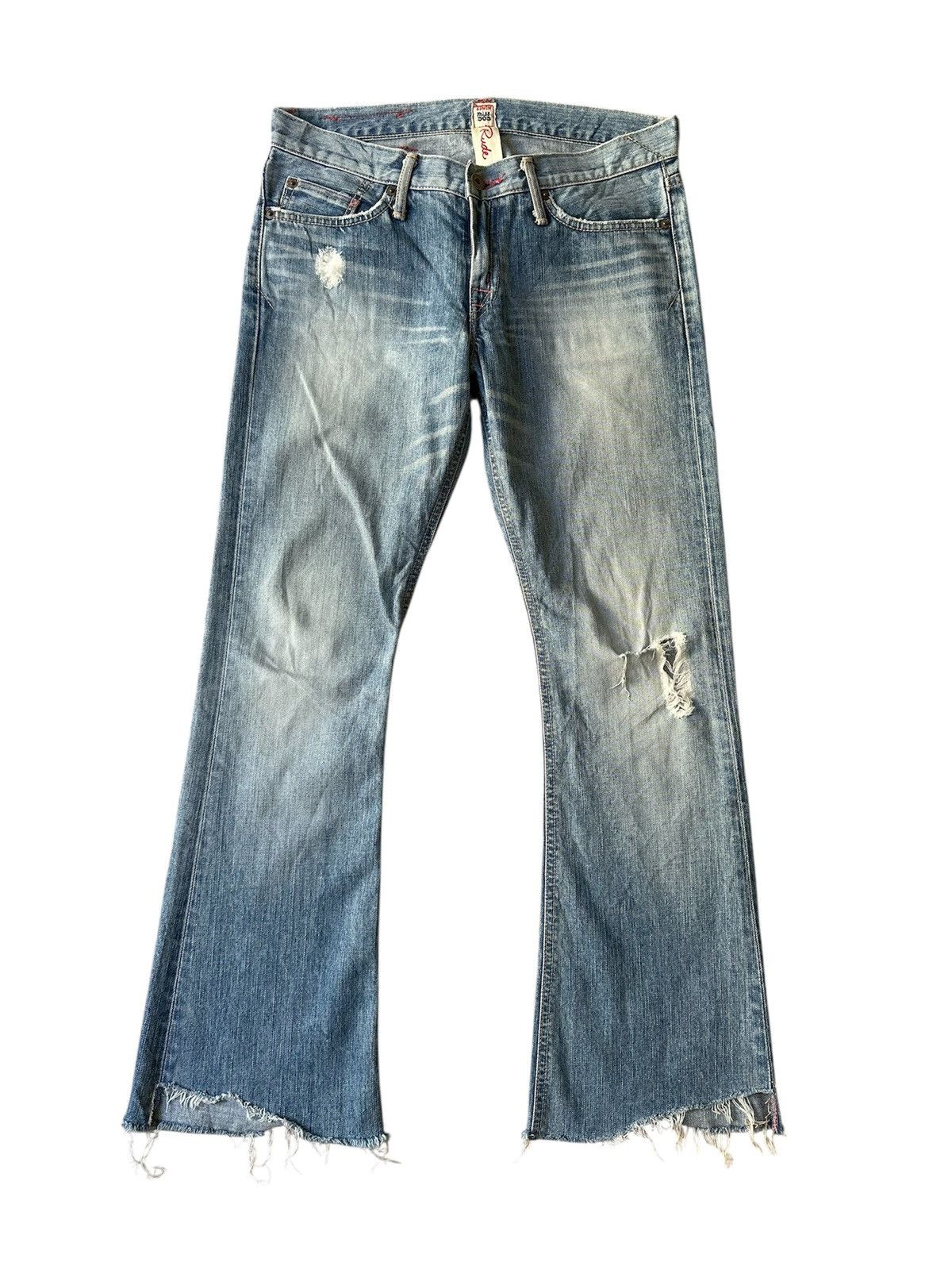 If Six Was Nine FLARE Edwin Miss 503 Rude Distressed Denim Size 30" / US 8 / IT 44 - 1 Thumbnail
