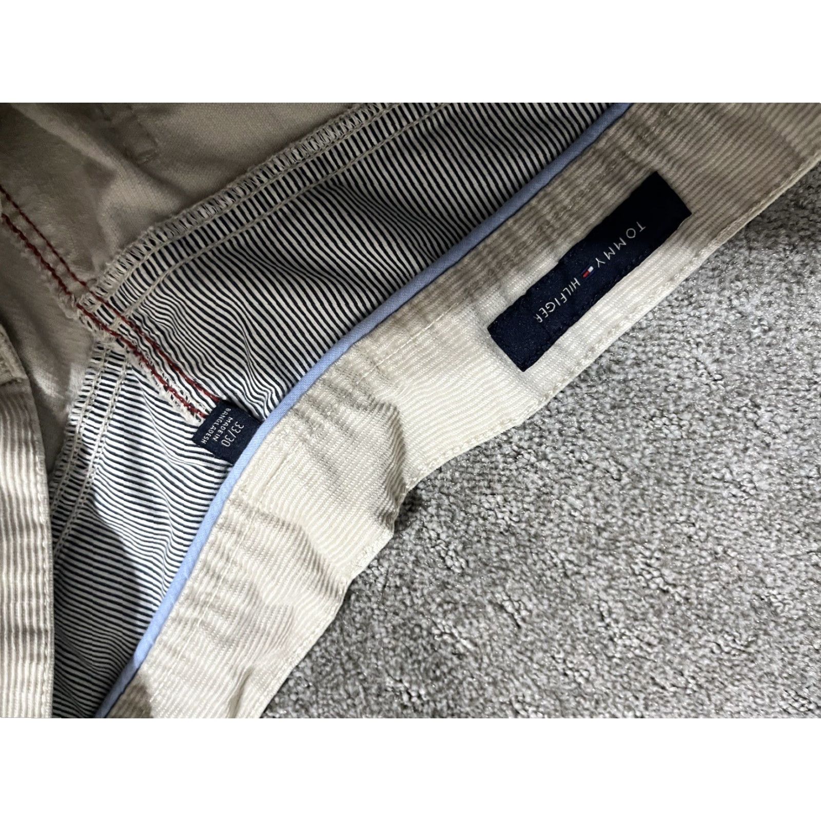 Tommy Hilfiger VINTAGE Tommy Hilfiger Pants Corduroy Dress Pants Men Beige 33 Regular Inseam 30 Straight 90s Preppy Mens Size US 33 - 5 Thumbnail