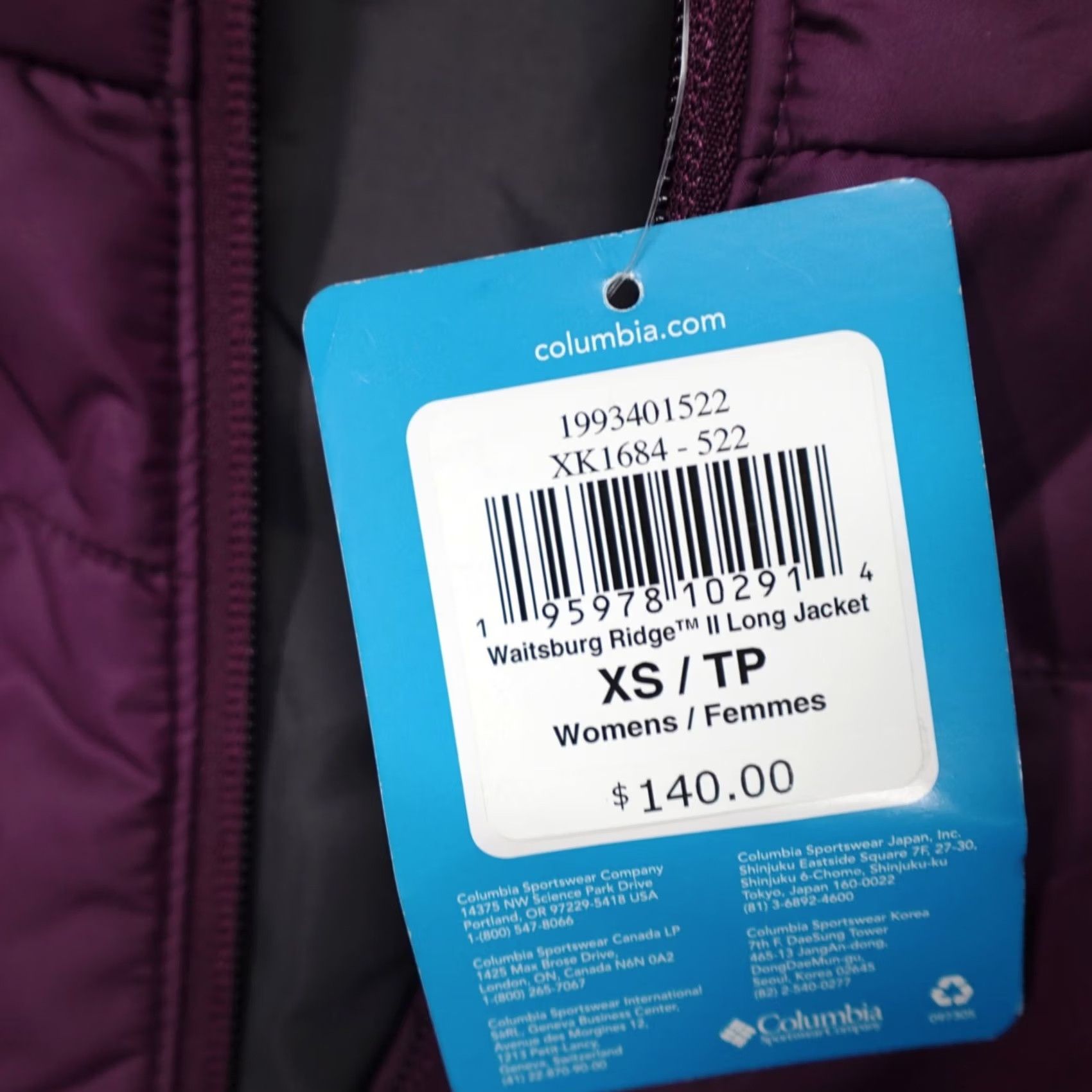 Vintage Columbia Jacket Women Parka Hooded Long Purple XS Waitsburg Ridge XK1684-522 Water Resistant Wind-Resistant Zipped Pockets Logo Size XS / US 0-2 / IT 36-38 - 2 Thumbnail