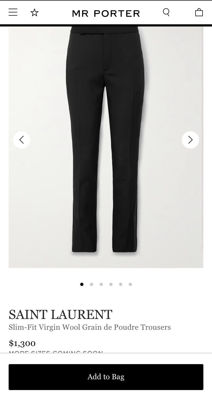 Saint Laurent Paris Slim Fit trousers in wool size 46 Size 46R - 4 Thumbnail