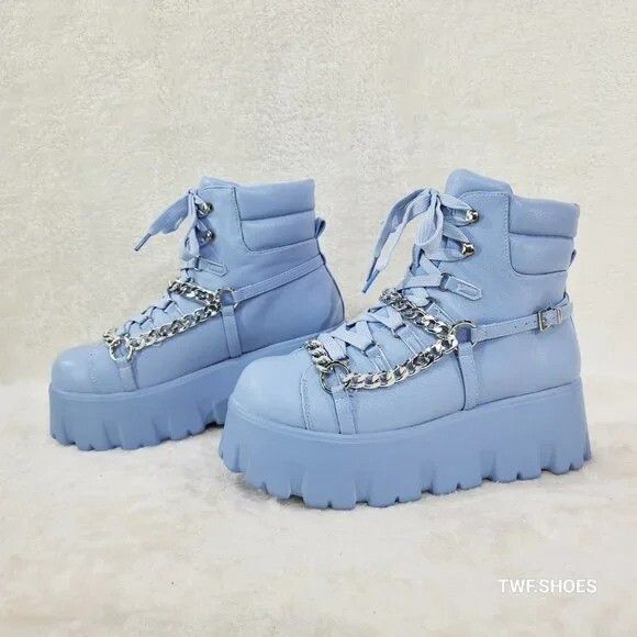 Other Emo Stomp 2" Platform Stomper Ankle Boots With Chain Design Size US 11 / IT 41 - 7 Thumbnail