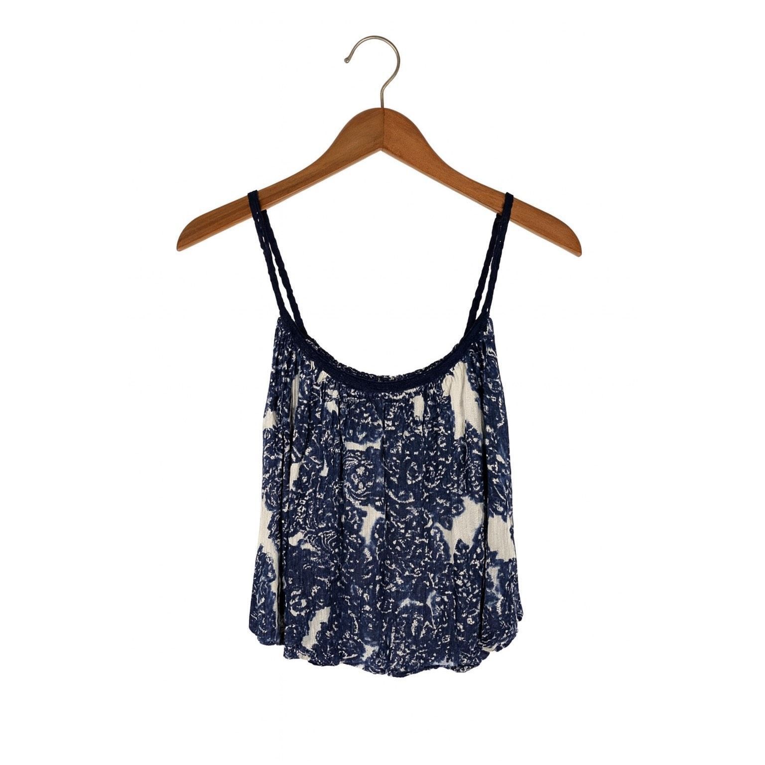 Anthropologie Anthropologie One September Draped Tank Top Sz S Blue White Size S / US 4 / IT 40 - 2 Thumbnail