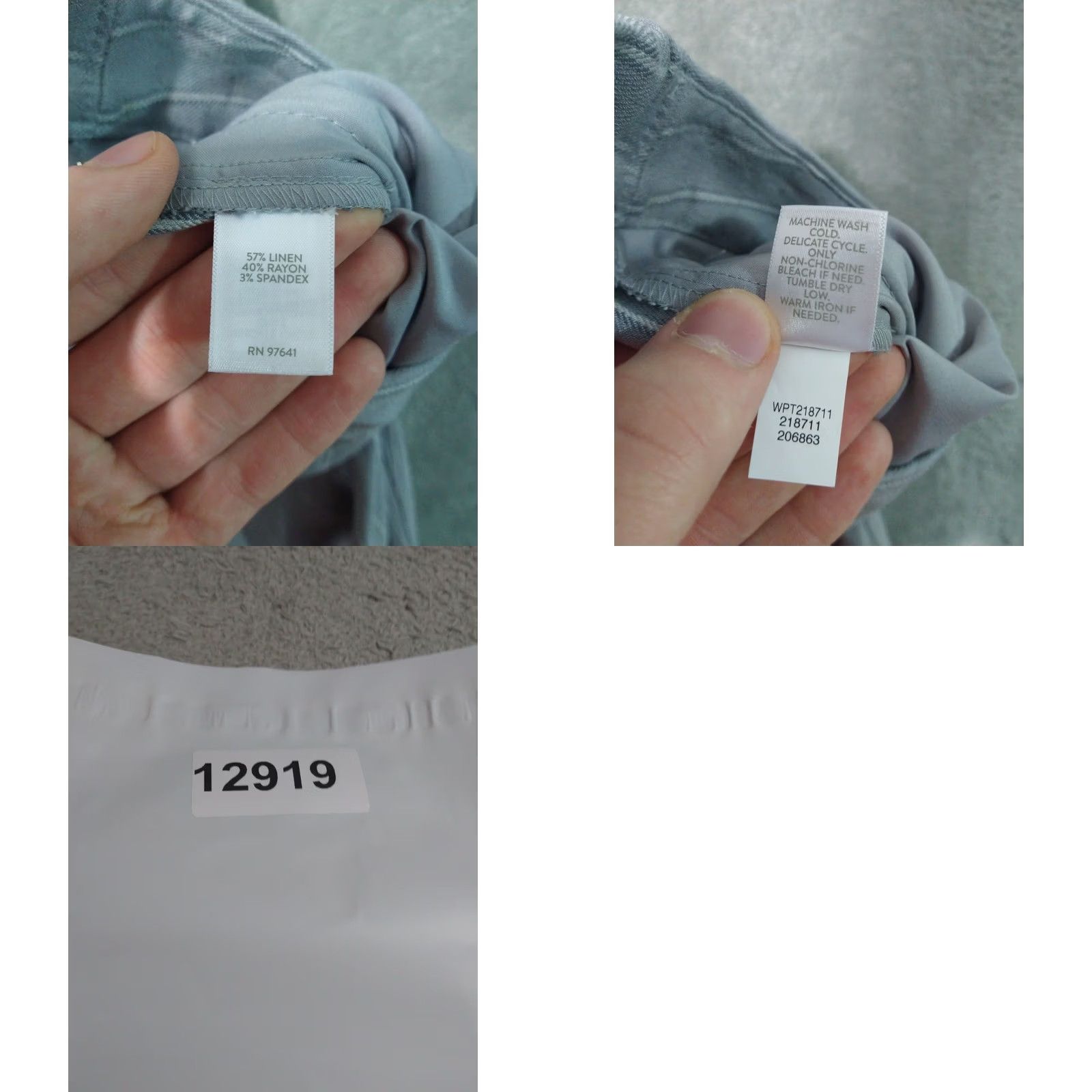 J. Jill J.Jill Pants Womens 16 Gray Striped Linen Blend Stretch Straight Leg Cropped Size 38" / US 16 / IT 52 - 8 Thumbnail