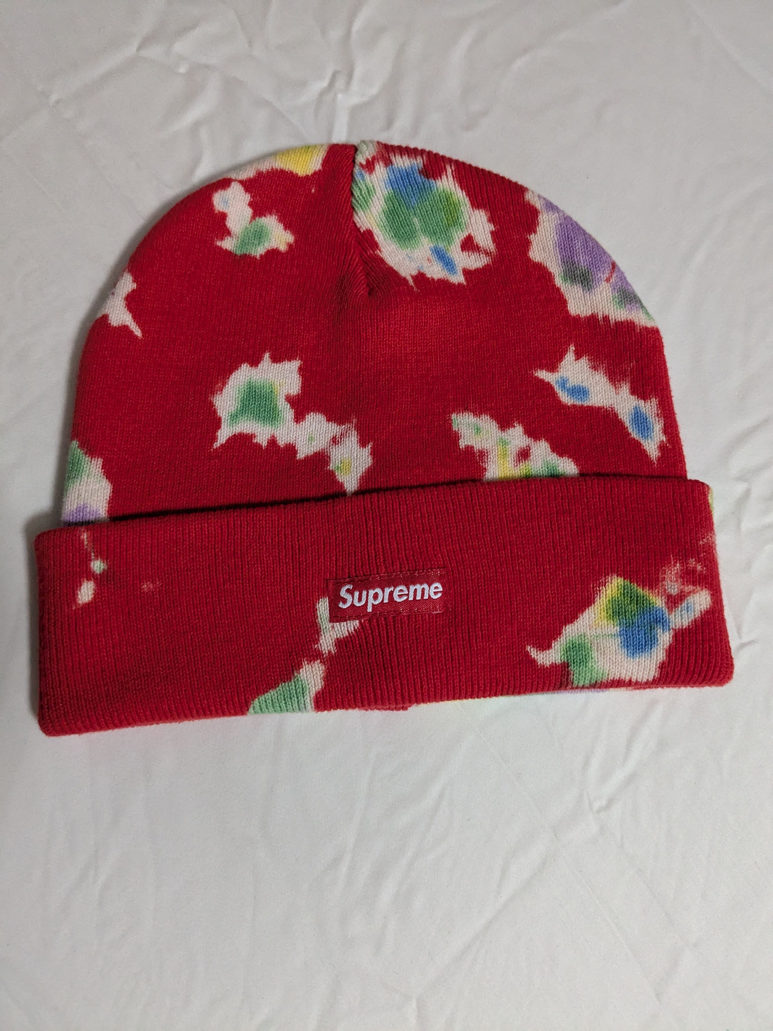 Supreme Supreme Overdyed Beanie Splatter Red Hat | Grailed