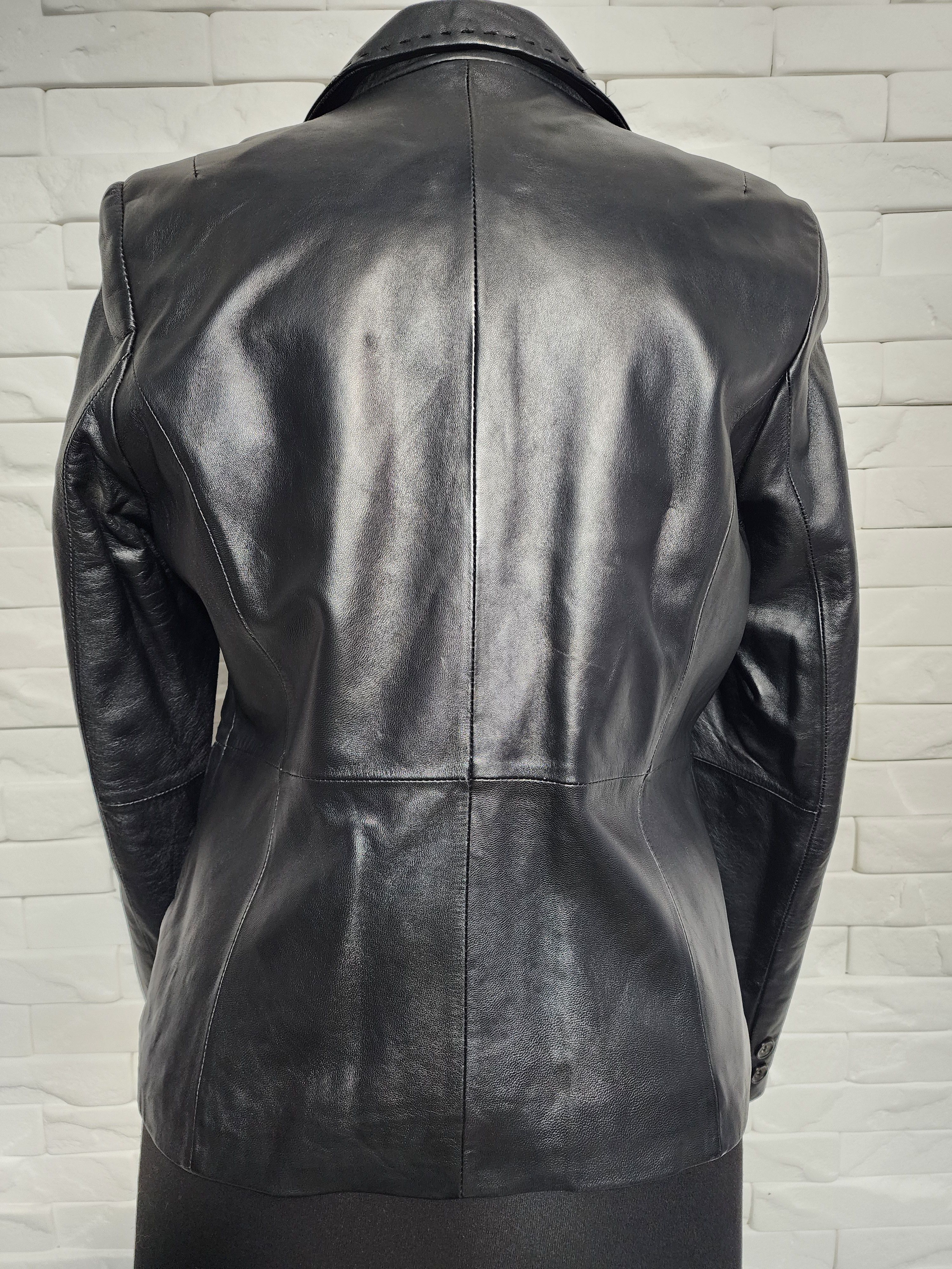 Other Black Genuine Leather Jacket: Women's Button-Up Blazer Size M / US 6-8 / IT 42-44 - 4 Thumbnail