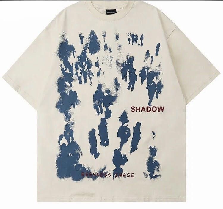 image of Tee 90's Design Hip Hop Shadow Printed T Shirt in White, Men's (Size Large)