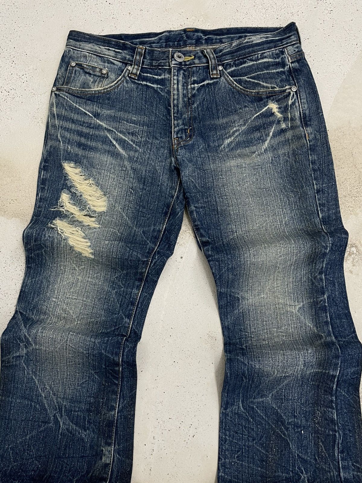 Tornado Mart Vintage Japan Designer 90’s NylausBs Distressed Flared Denim Size US 32 / EU 48 - 6 Thumbnail