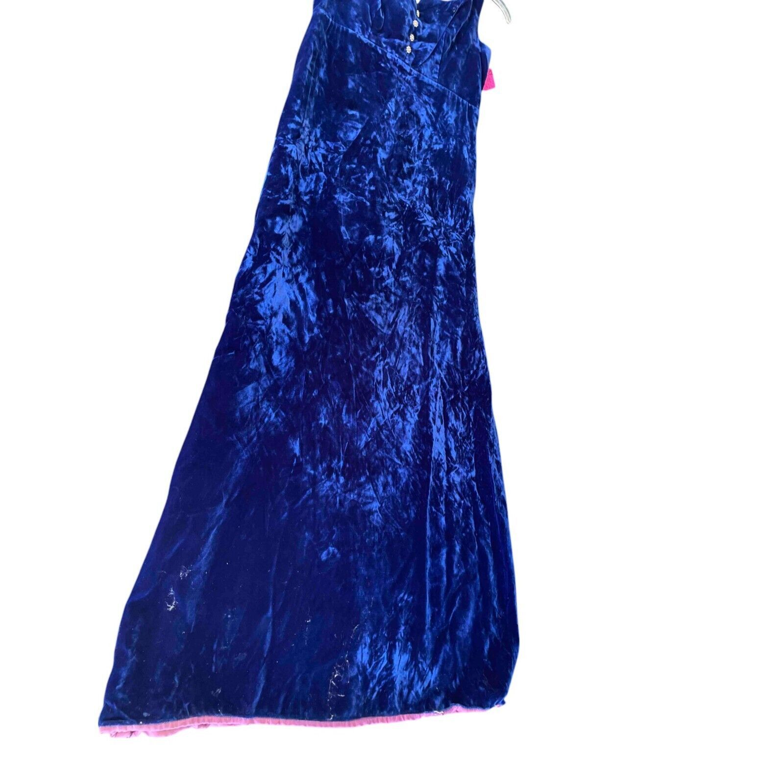 Other 1970's Vintage ILGWU Crushed Velvet Sleeveless Blue Dress Size XS / US 0-2 / IT 36-38 - 12 Thumbnail