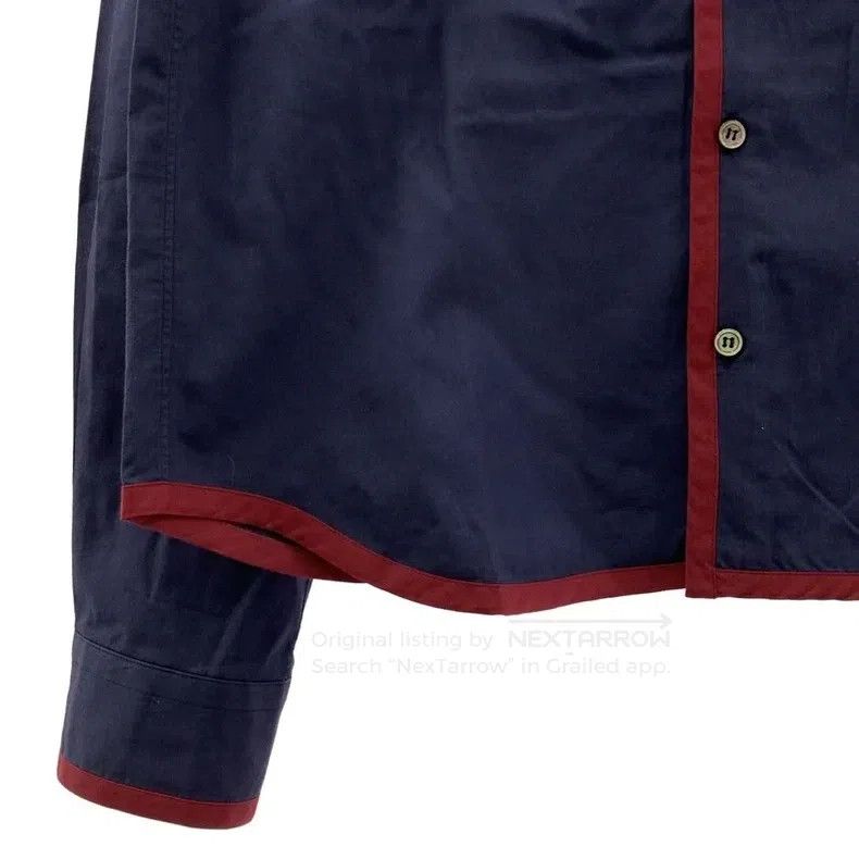 Comme des Garcons Comme Des Garcons Navy Blue Red Collar Long Sleeve Shirt Size M / US 6-8 / IT 42-44 - 3 Thumbnail