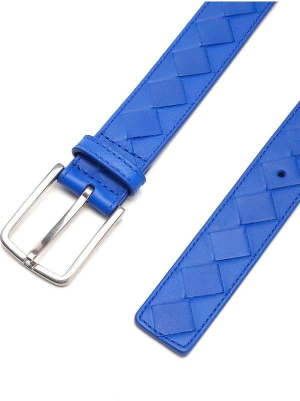 Bottega Veneta BOTTEGA VENETA cobalt blue intrecciato nappa leather belt 95 Size 36 - 2 Thumbnail