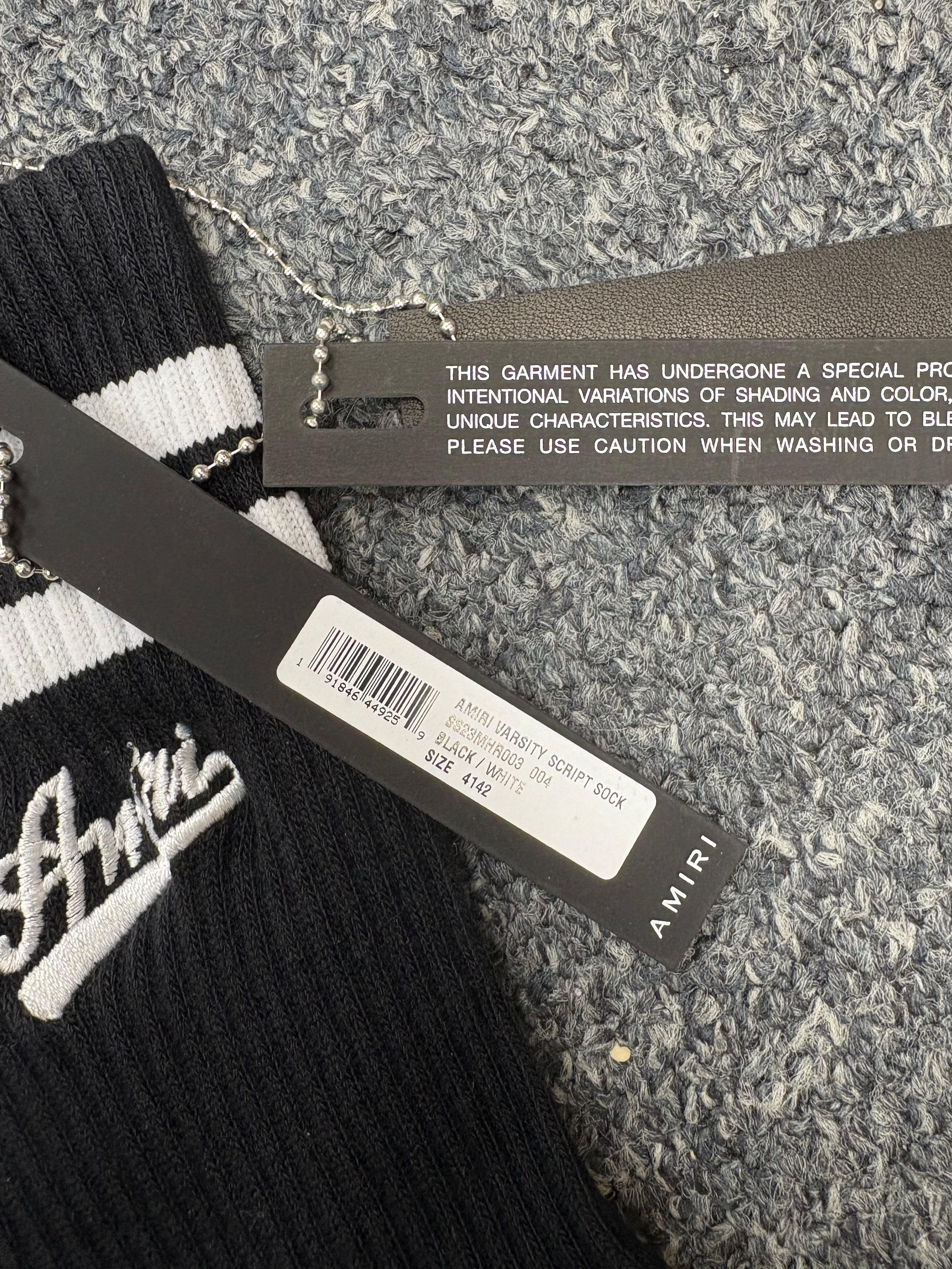 Amiri Amiri Varsity Script Socks in Black Size 42 - 3 Thumbnail
