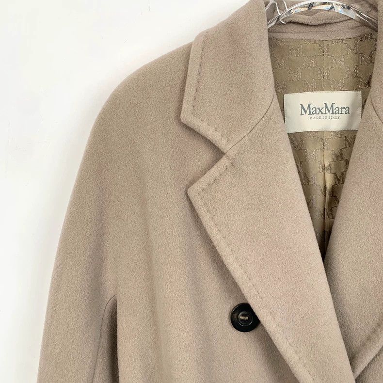 Max Mara Max Mara 101801 Sand Lapel Double Breasted Belted Coat Size XS / US 0-2 / IT 36-38 - 3 Thumbnail