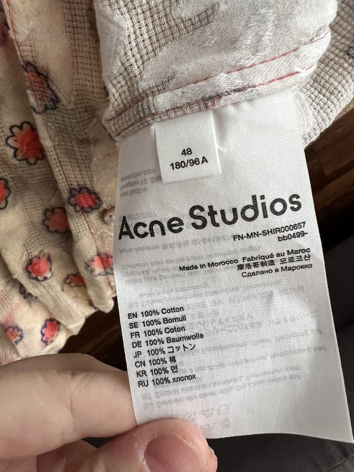Acne Studios Acne Studios Beige Floral Button Up Size US M / EU 48-50 / 2 - 4 Thumbnail