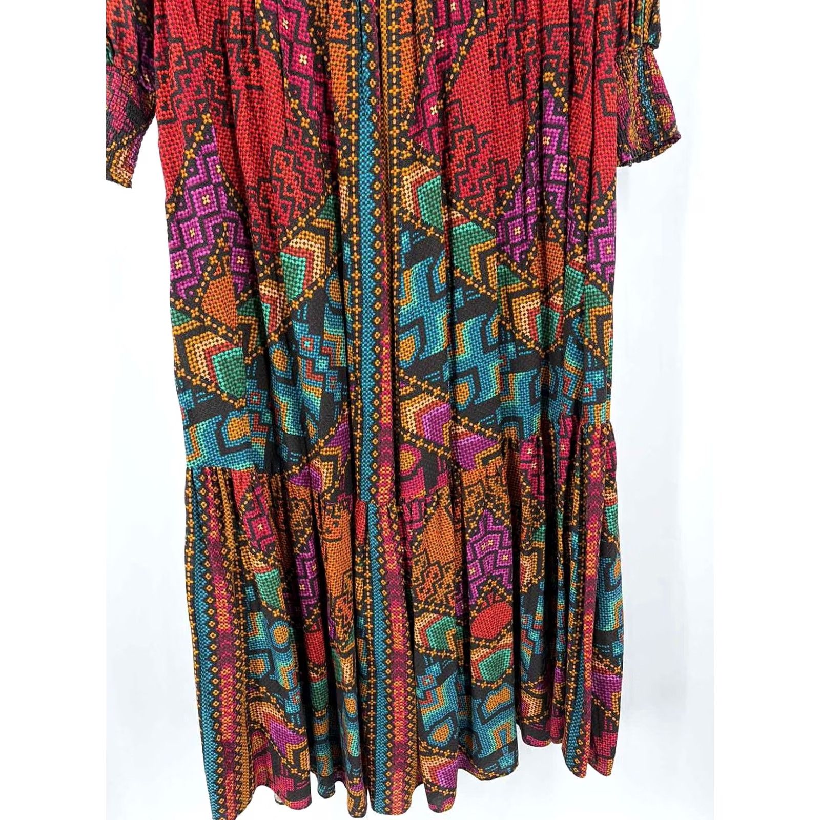 Farm Rio Farm Rio Orange Maxi Long Sleeve Dress Small Size S / US 4 / IT 40 - 4 Thumbnail
