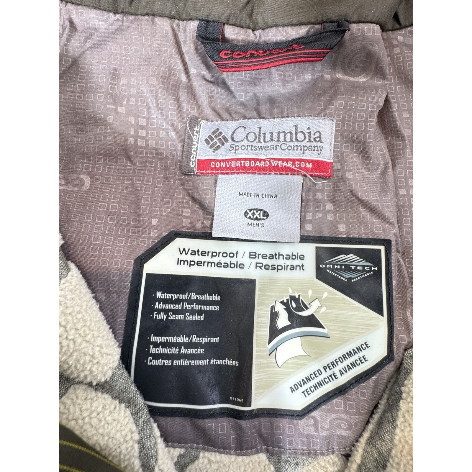 Columbia Columbia Convert Jacket Mens XXL Olive BASE TRX Waterproof Size US XXL / EU 58 / 5 - 8 Thumbnail