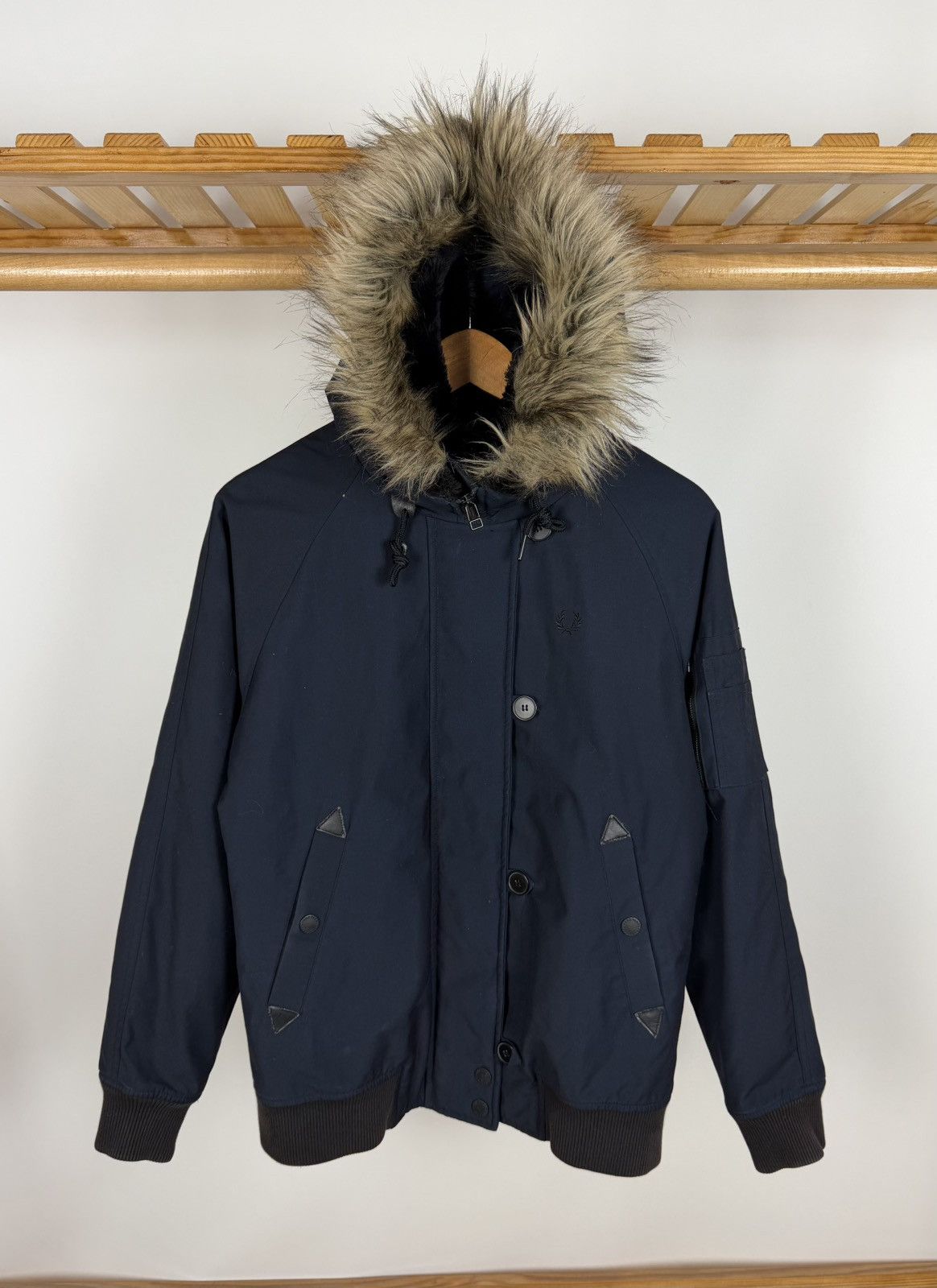 Fred Perry Fred Perry Women's Parker Jacket Navy Blue Size 8 Fur Hood Size M / US 6-8 / IT 42-44 - 1 Thumbnail
