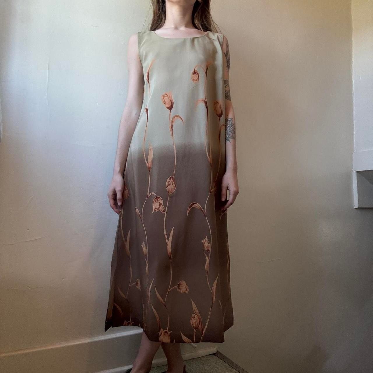 Vintage Vintage New Gear Neutral Tulip Maxi Dress Small Y2K 90s Boho Size S / US 4 / IT 40 - 1 Thumbnail